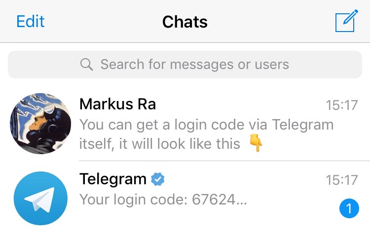 Telegram QR code sign in screenshot
